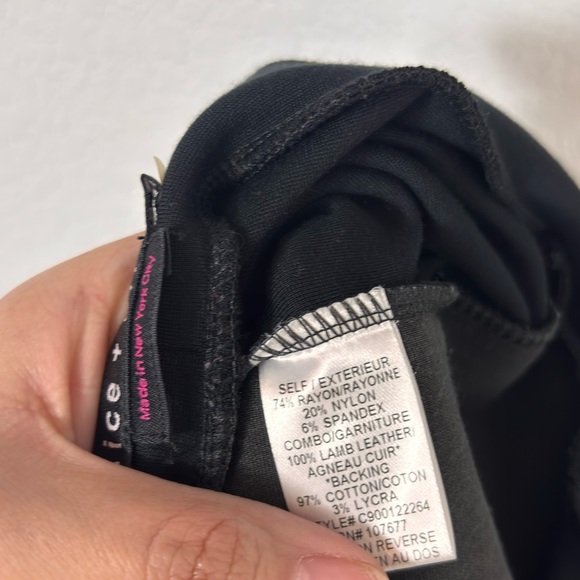 ALICE + OLIVIA LEATHER SIDE PANEL BLACK STRETCHY LEGGINGS NO SIZE - Picture 5 of 7